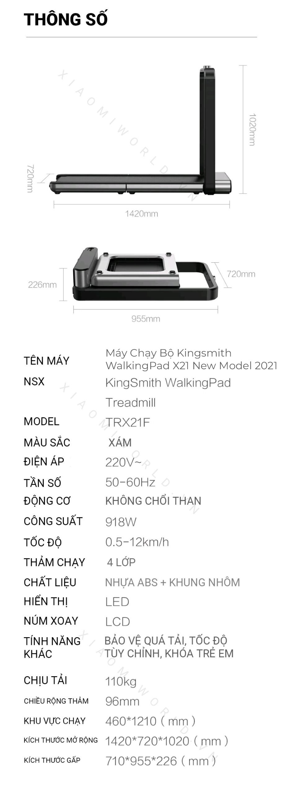 Máy chạy bộ nhỏ gọn Kingsmith WalkingPad X21